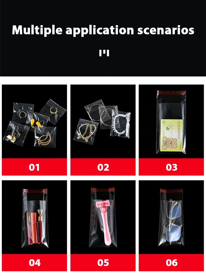 Self-Adhesive Cellophane Bags – Transparent Plastic Packaging for Jewelry Candy