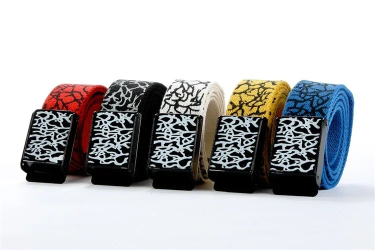 Graffiti Print Canvas Belt Pants – Unisex Streetwear for Casual Hip Hop Style
