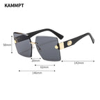 Oversized Rimless Square Sunglasses – Gradient Fashion Eyewear for Women