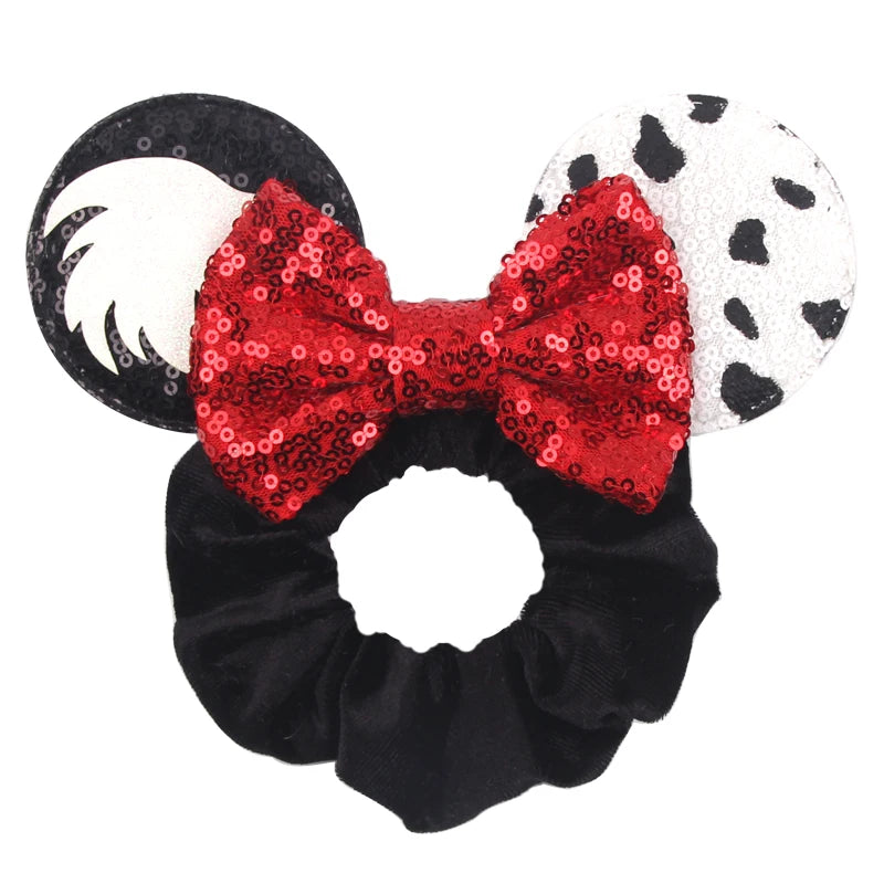 Velvet Sequin Mouse Ear Scrunchies – Elastic Hair Accessories for Kids Party