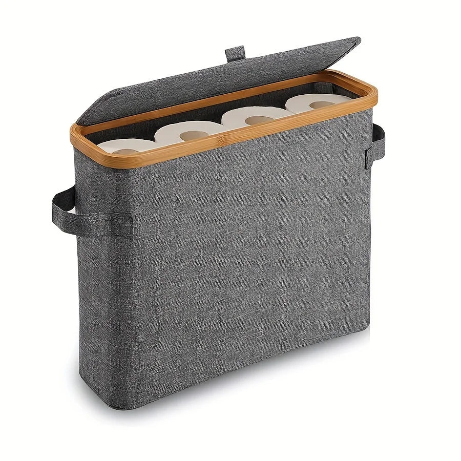 Bamboo Toilet Paper Holder – Enclosed Tissue Storage Box for Bathroom Organizer