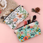 Floral Zipper Makeup Bag – Portable Travel Cosmetic Organizer for Women