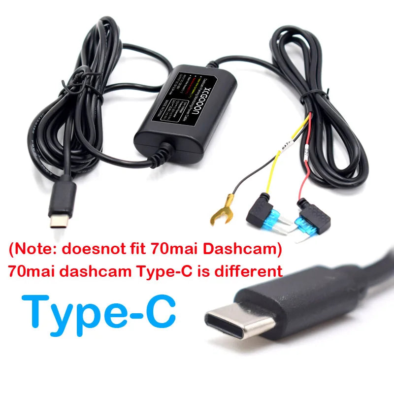 Dashcam Hardwire Kit – 12-24V USB Power Adapter for Parking Monitoring