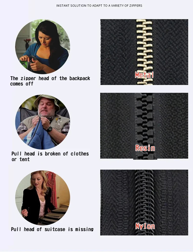Universal Zipper Repair Kit – Sliding Replacement Pulls for Clothing and Bags