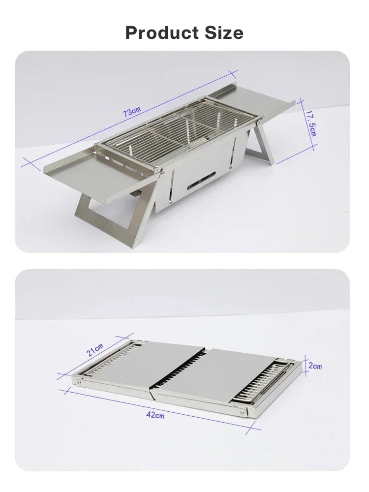 Portable Charcoal Barbecue Grill – Folding Stainless Steel Stove for Outdoor BBQ