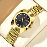 Oval Stainless Steel Women’s Watch – 34mm Gold Diamond Dress for Banquet