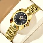 Oval Stainless Steel Women’s Watch – 34mm Gold Diamond Dress for Banquet