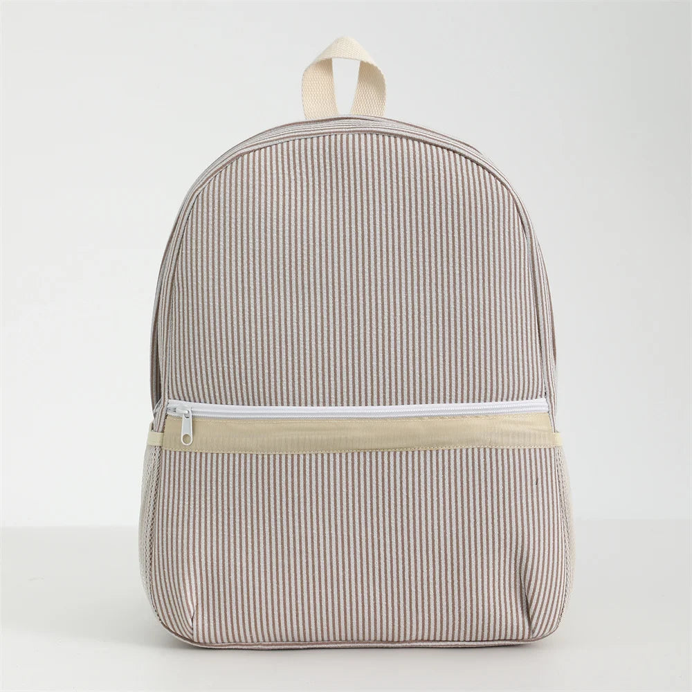 Seersucker Striped Backpack – Classic Kids Book Bag for Preschool