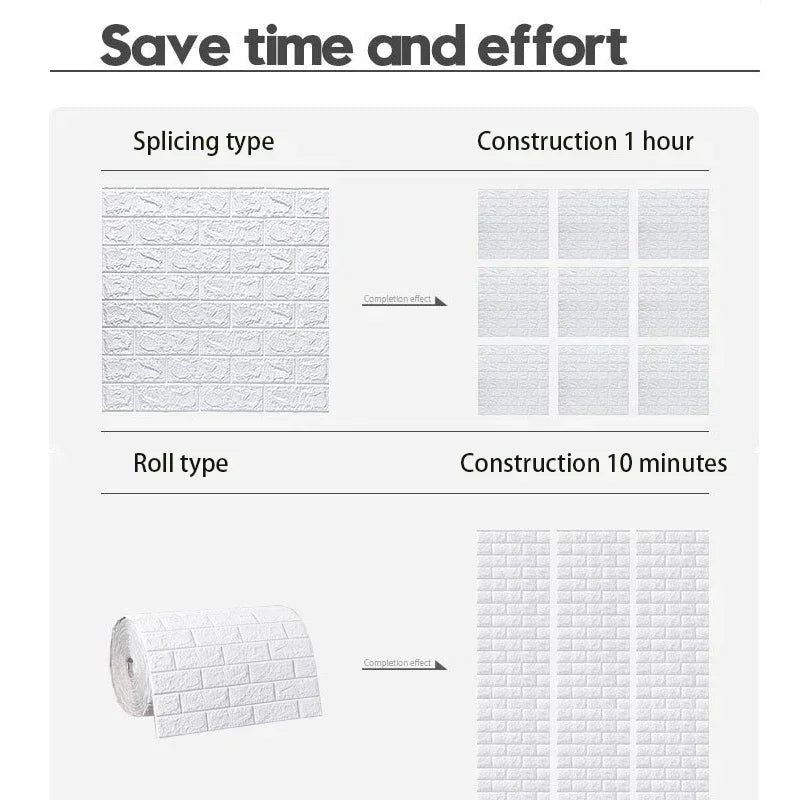 Self-Adhesive 3D Foam Brick Wallpaper – Waterproof Wall Decor for Home Living