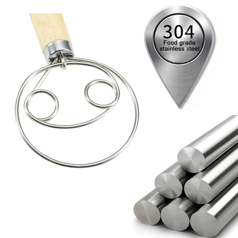 Danish Dough Whisk – Stainless Steel Wire Tool for Baking Artisan Bread