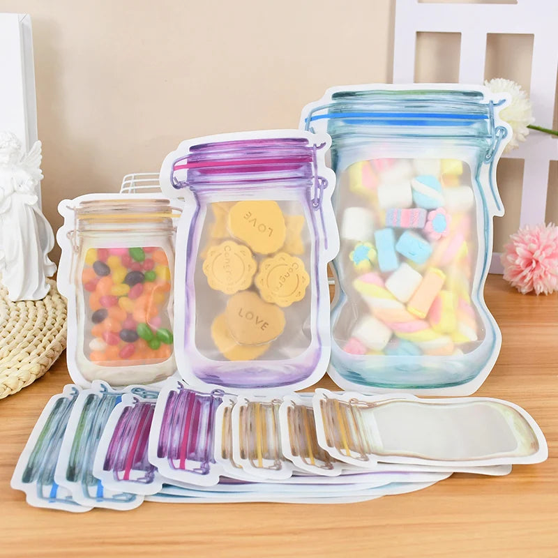 Reusable Mason Jar Zipper Bags – Leakproof Food Storage for Kitchen Snacks