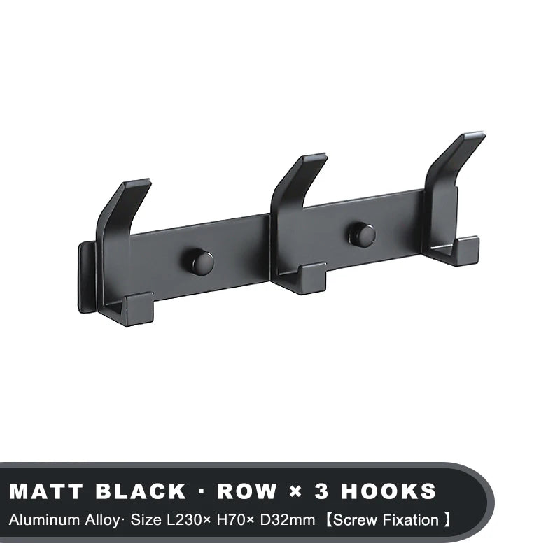 Modern Aluminum Wall Hooks – Black Towel Hanger for Bathroom and Coat Storage