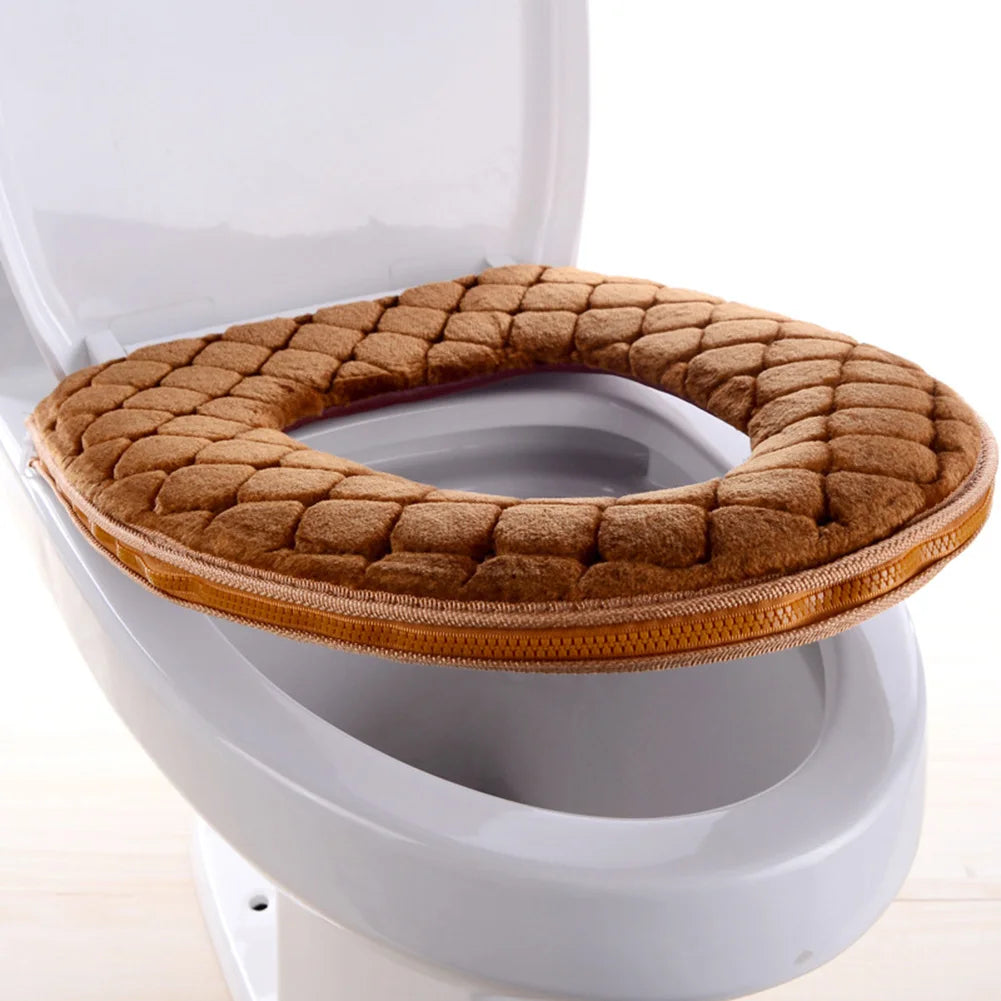 Plush Toilet Seat Cover – Soft Warm O-Shaped Cushion for Winter Bathroom