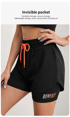High Rise Yoga Shorts – Two-in-One Athletic Apparel for Gym Running