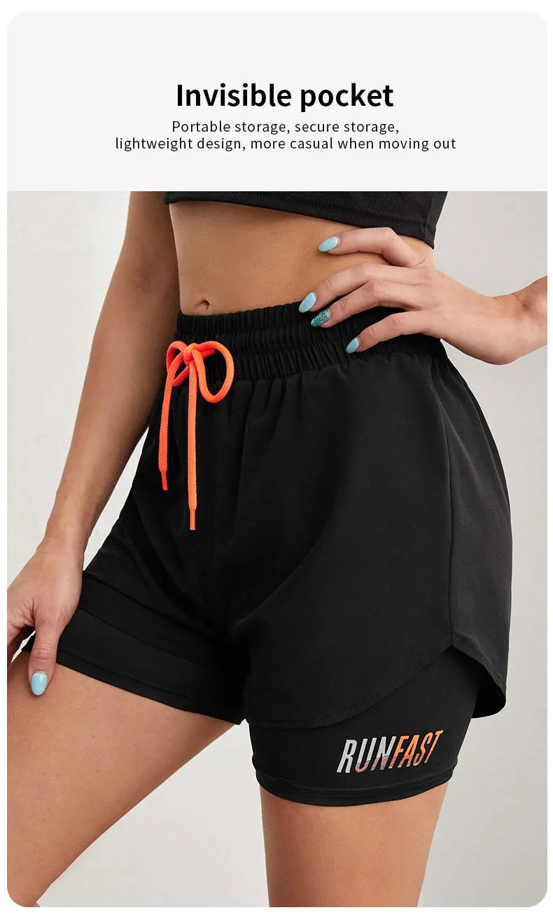 High Rise Yoga Shorts – Two-in-One Athletic Apparel for Gym Running