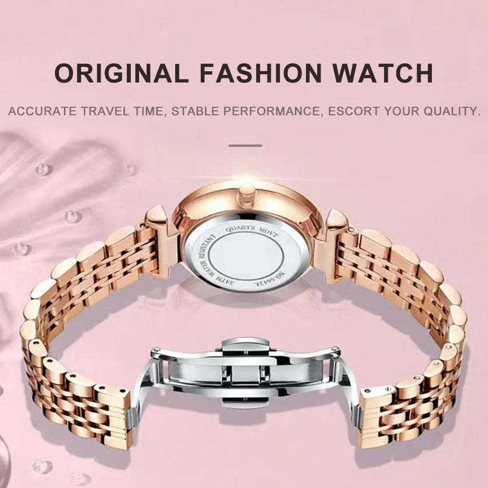 Elegant Stainless Steel Quartz Watch – Luxury Fashion Accessory for Women