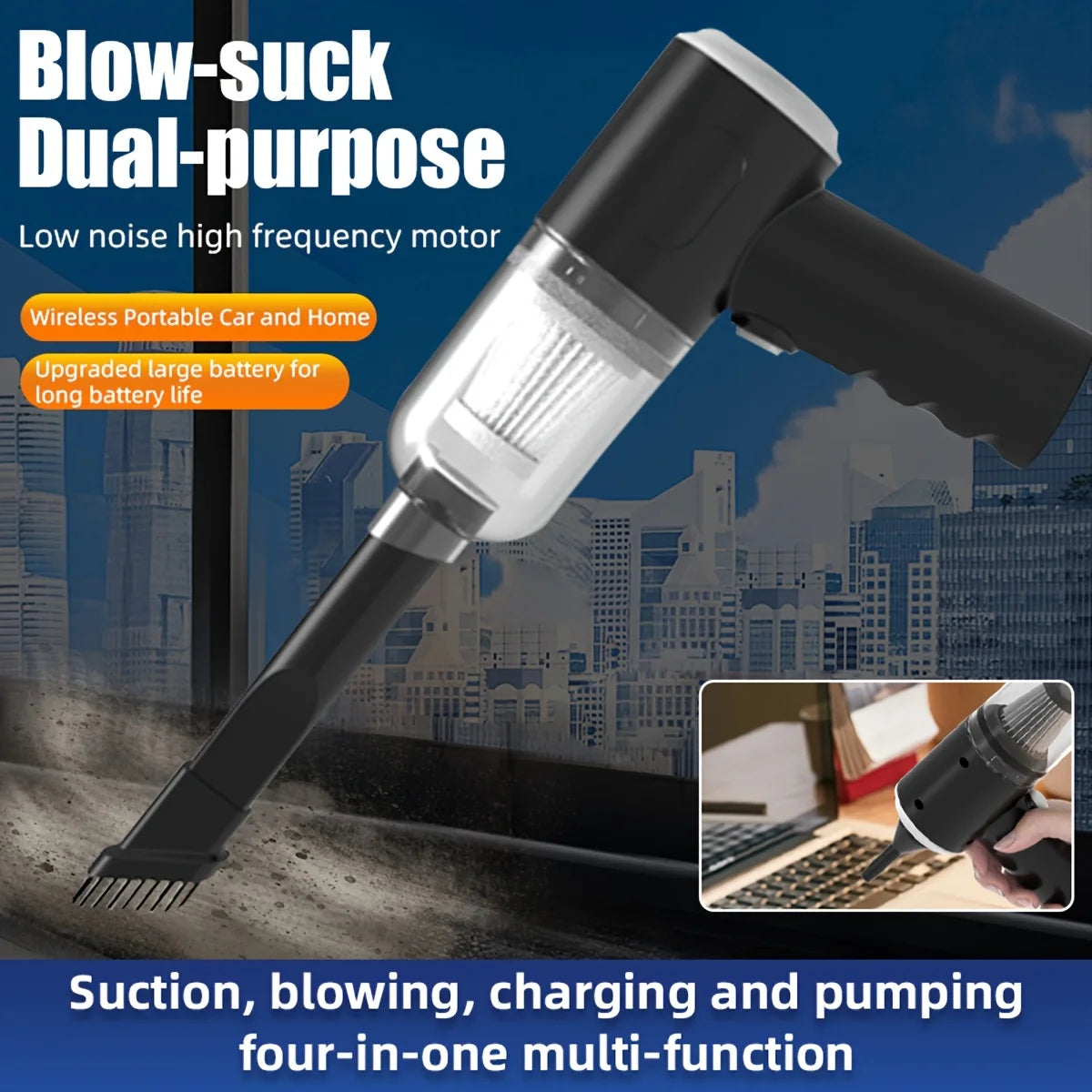 6-in-1 Handheld Car Vacuum – Wireless Portable Cleaner for Auto and Home