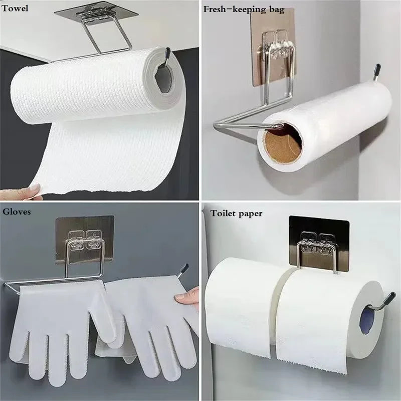 Adhesive Paper Towel Holder – Wall Mounted Rack for Kitchen Storage