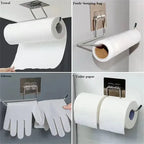 Adhesive Paper Towel Holder – Wall Mounted Rack for Kitchen Storage