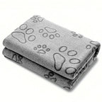 Plush Dog Paw Print Blanket – Soft Flannel Pet Mat for Dogs and Cats