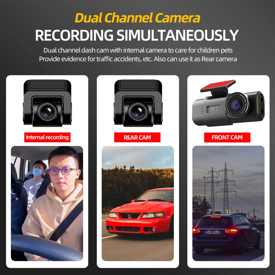 4K WiFi Dash Cam – GPS Night Vision Car DVR for Vehicle Security