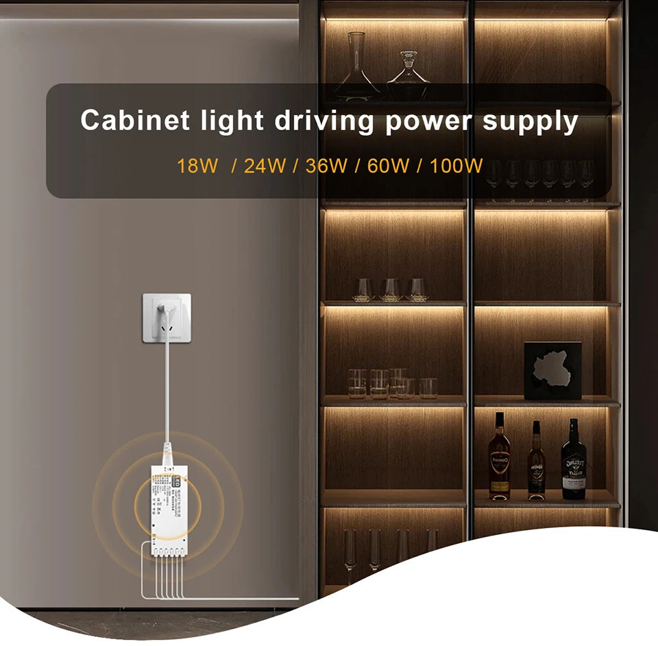 LED Transformer Power Adapter – Multi-Port Driver for Cabinet Lighting