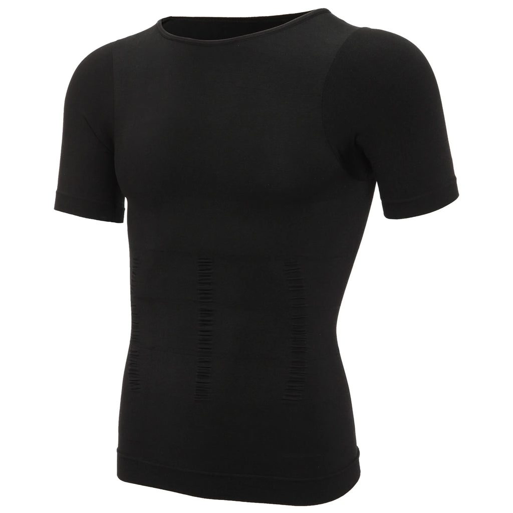 Men's Compression Shapewear Shirt – V-Neck Tummy Control for Fitness Workout