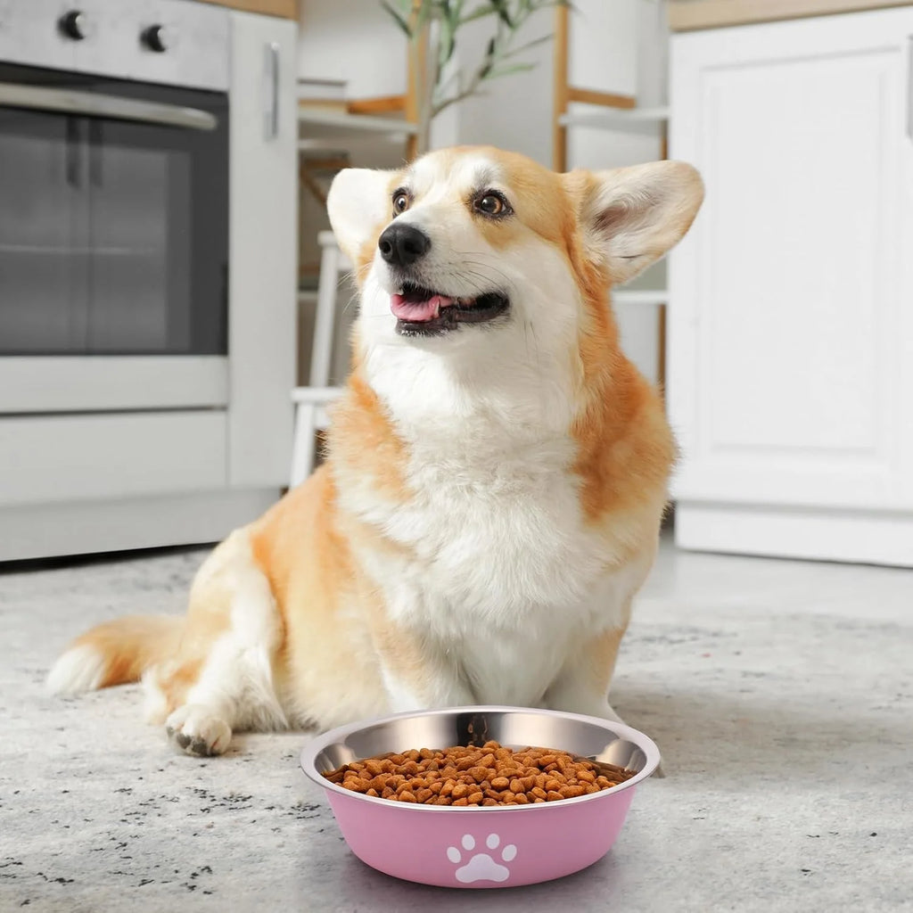 Stainless Steel Dog Bowls – Non-Slip Base for Dog and Cat Feeding