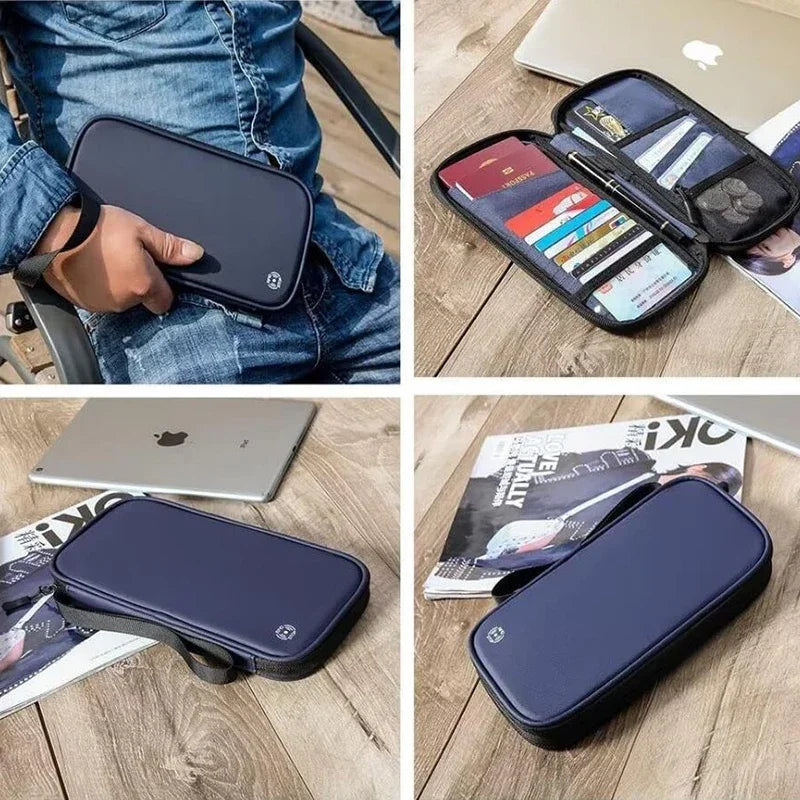 Zipped Oxford Passport Wallet – Travel Document Organizer for Men and Women