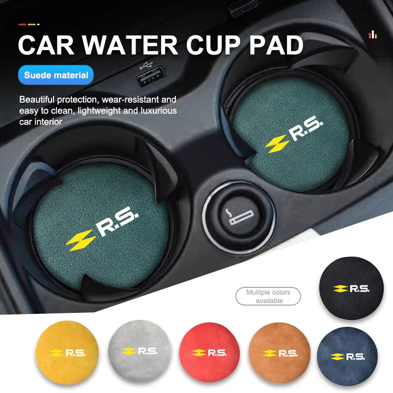 Suede Car Cup Holder Coasters – Anti-Slip Accessories for Renault Vehicles