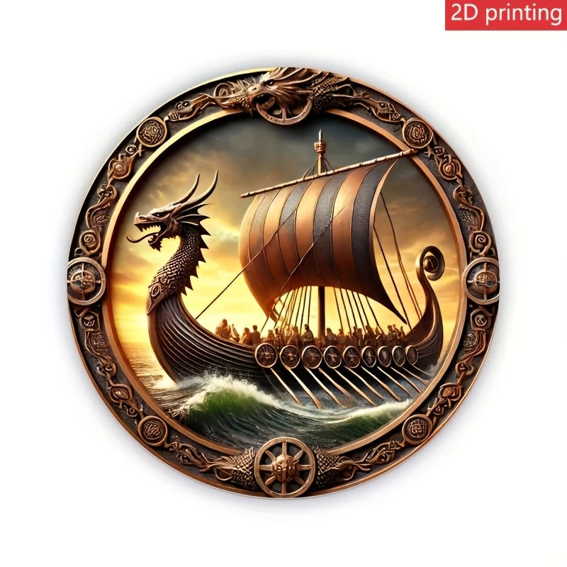 Viking Longship Wooden Wall Art – 8 Inch Nordic Decor for Home and Bar