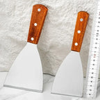 Stainless Steel Oblique Spatula – Wooden Handle for Grilling and Cooking