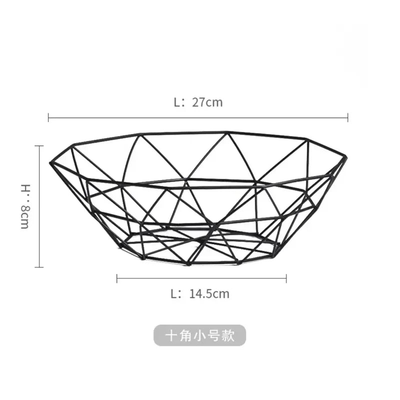 Modern Iron Fruit Basket – Decorative Wire Storage Bowl for Home Kitchen