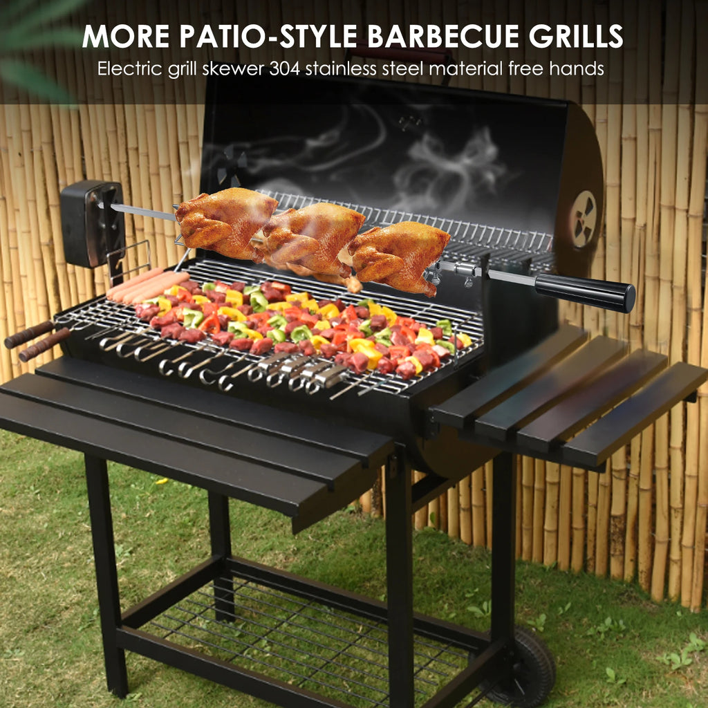 Universal Stainless Steel Rotisserie Kit – Electric BBQ Grill for Outdoor