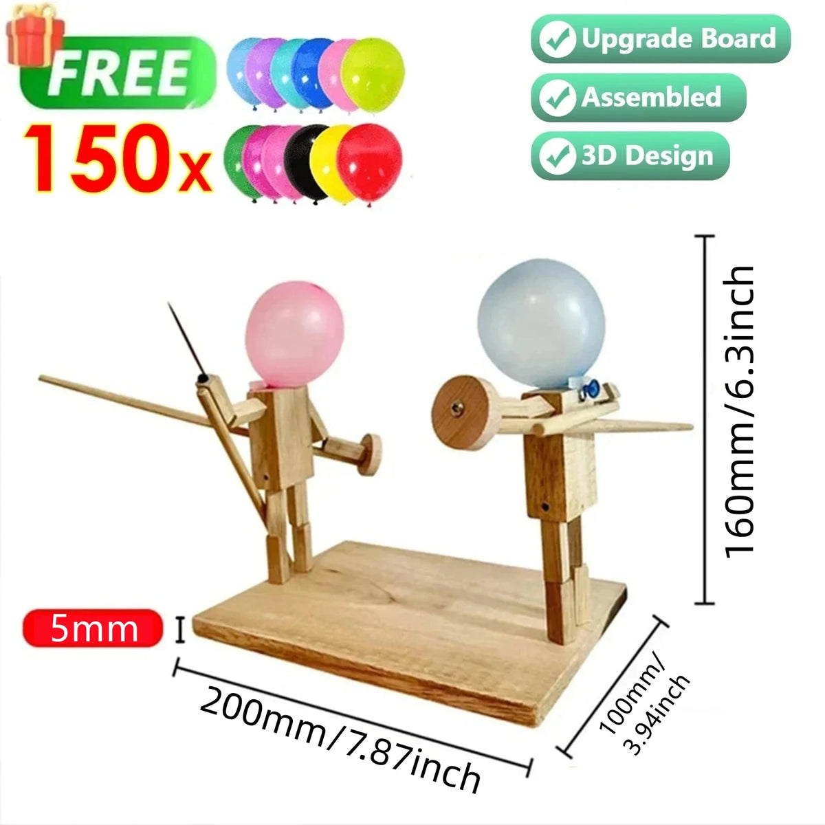 Wooden Fencing Puppet Battle – Bamboo Robot Game for Two-Player Fun
