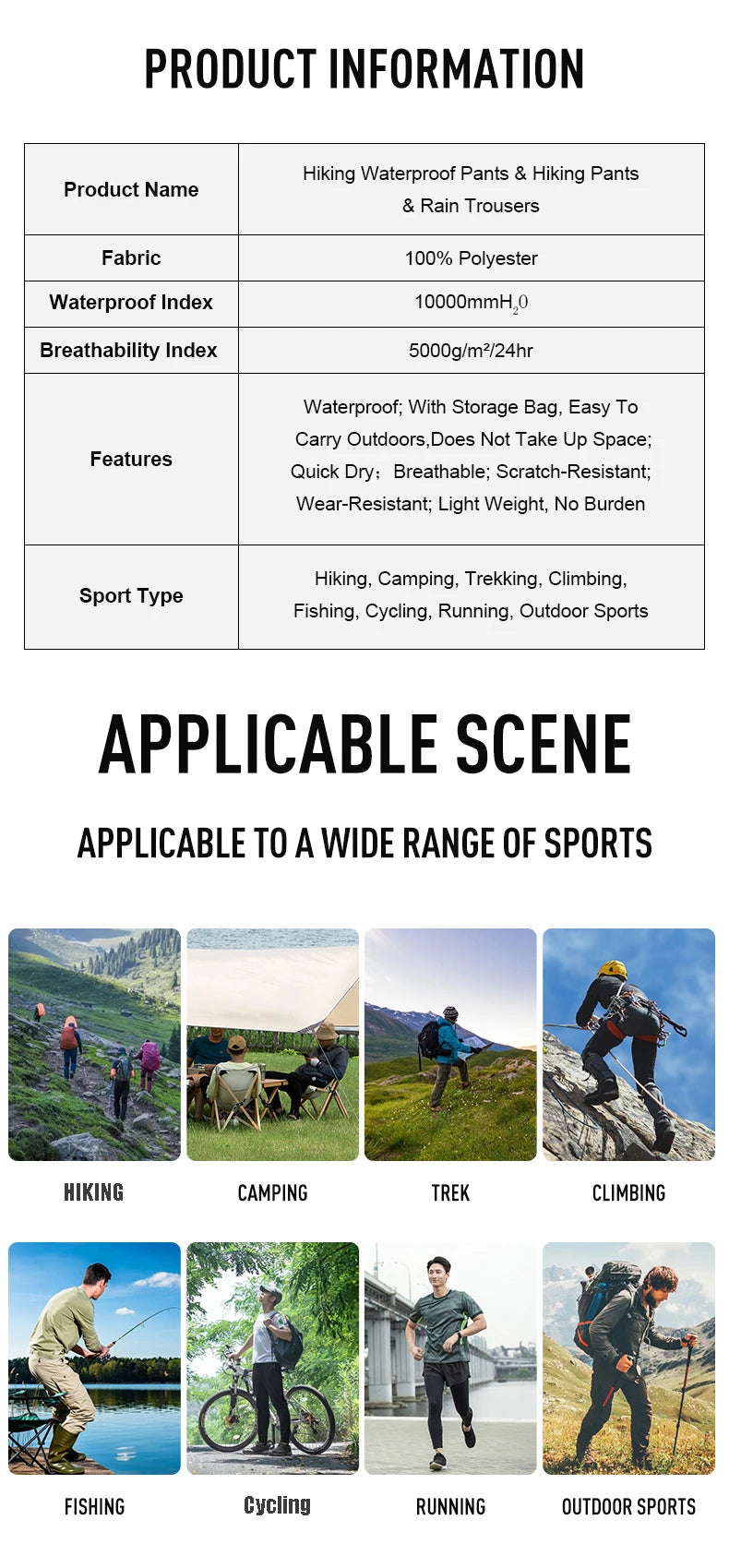 Waterproof Hiking Pants – Quick Dry Outdoor Trousers for Camping and Climbing