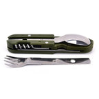 Stainless Steel Folding Camping Cutlery – Portable Utensils for Outdoor Hiking