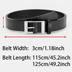 Mens PU Leather Belt – Designer Style Metal Pin Buckle for Casual Jeans