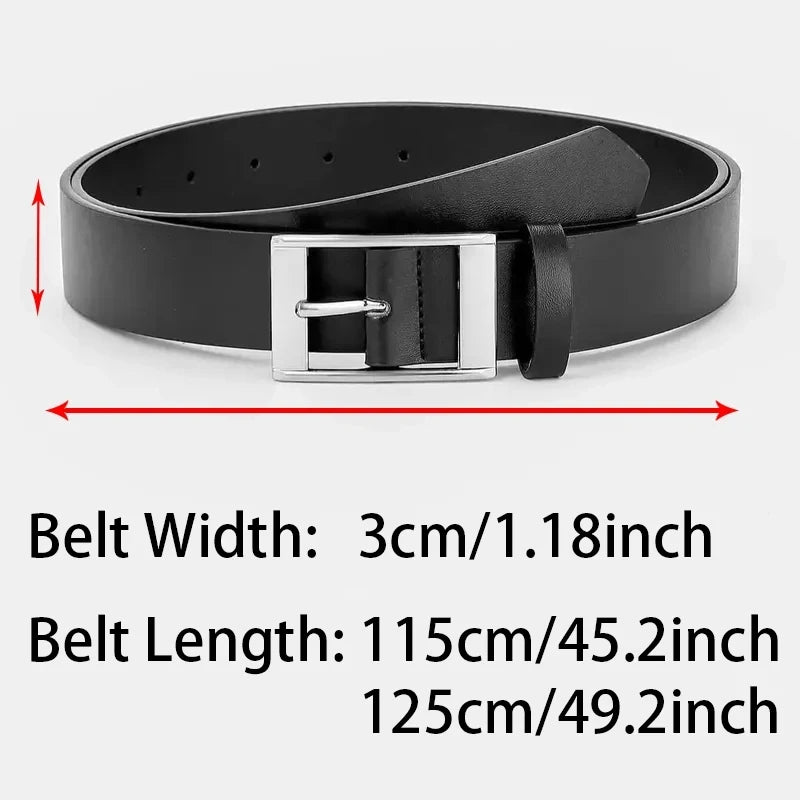 Mens PU Leather Belt – Designer Style Metal Pin Buckle for Casual Jeans