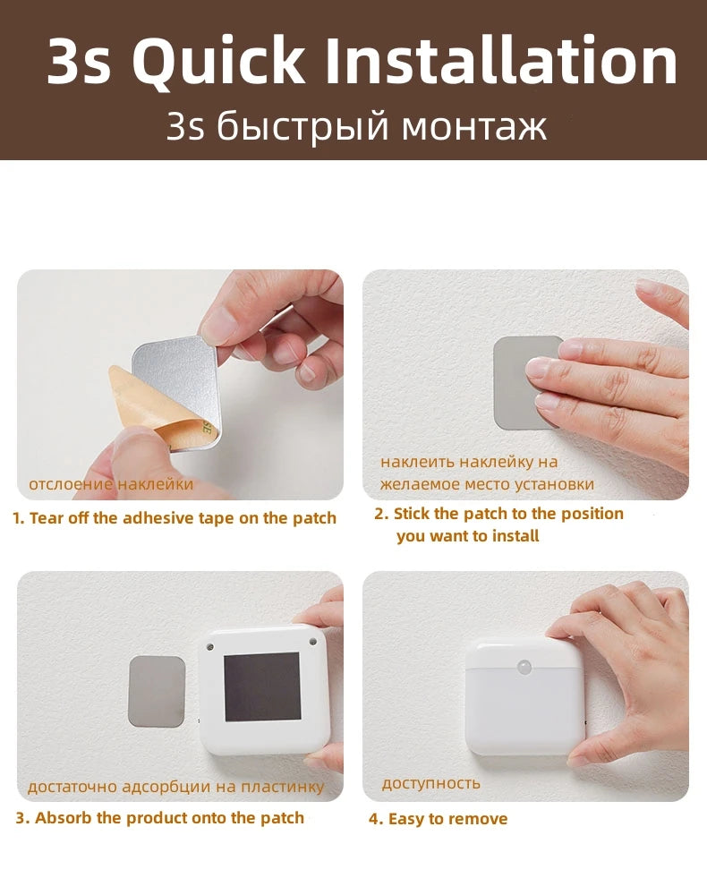 Motion Sensor LED Square Lamp – USB Rechargeable Light for Bedroom and Kitchen