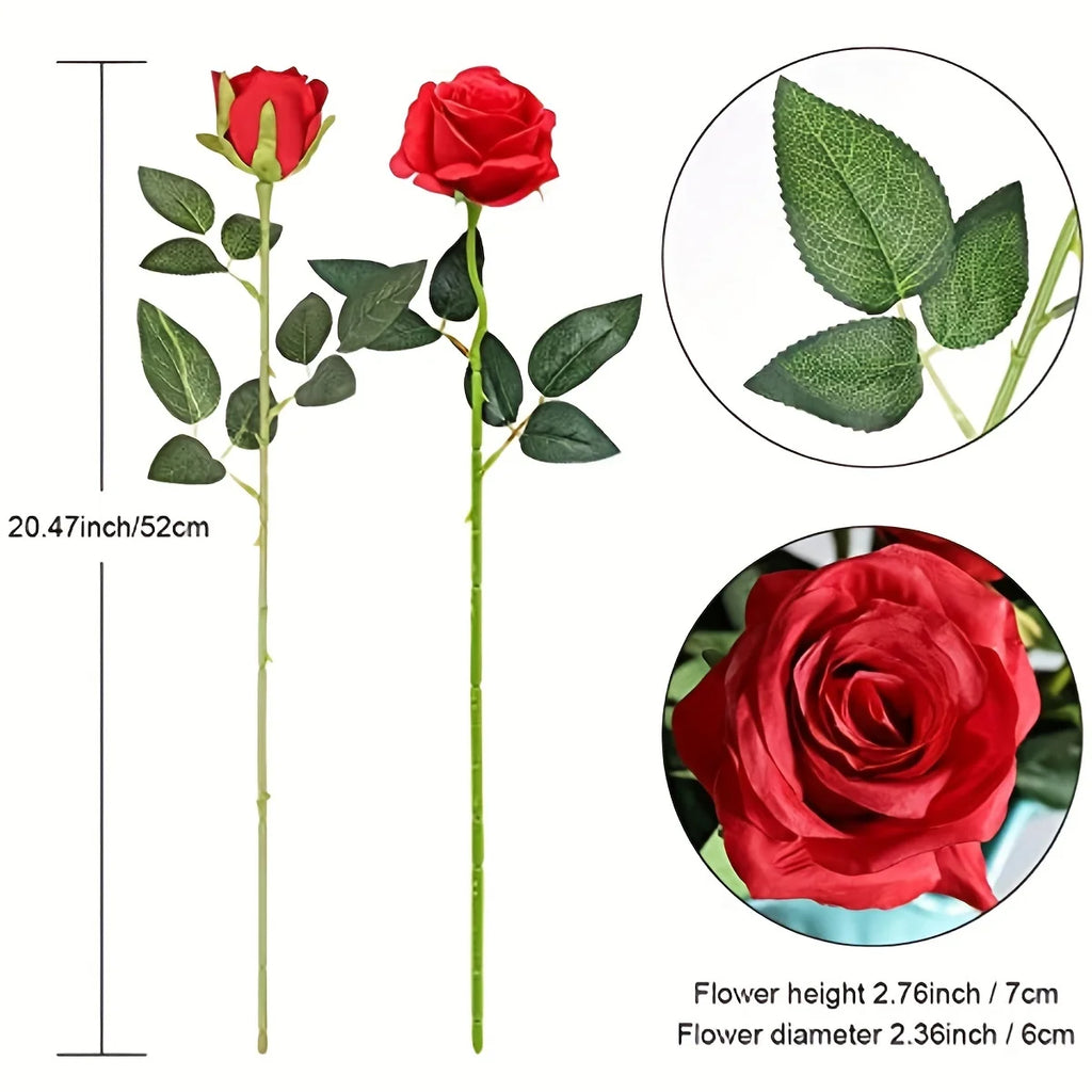 Realistic Artificial Rose Bouquet – Silk Floral Arrangements for Home Decor