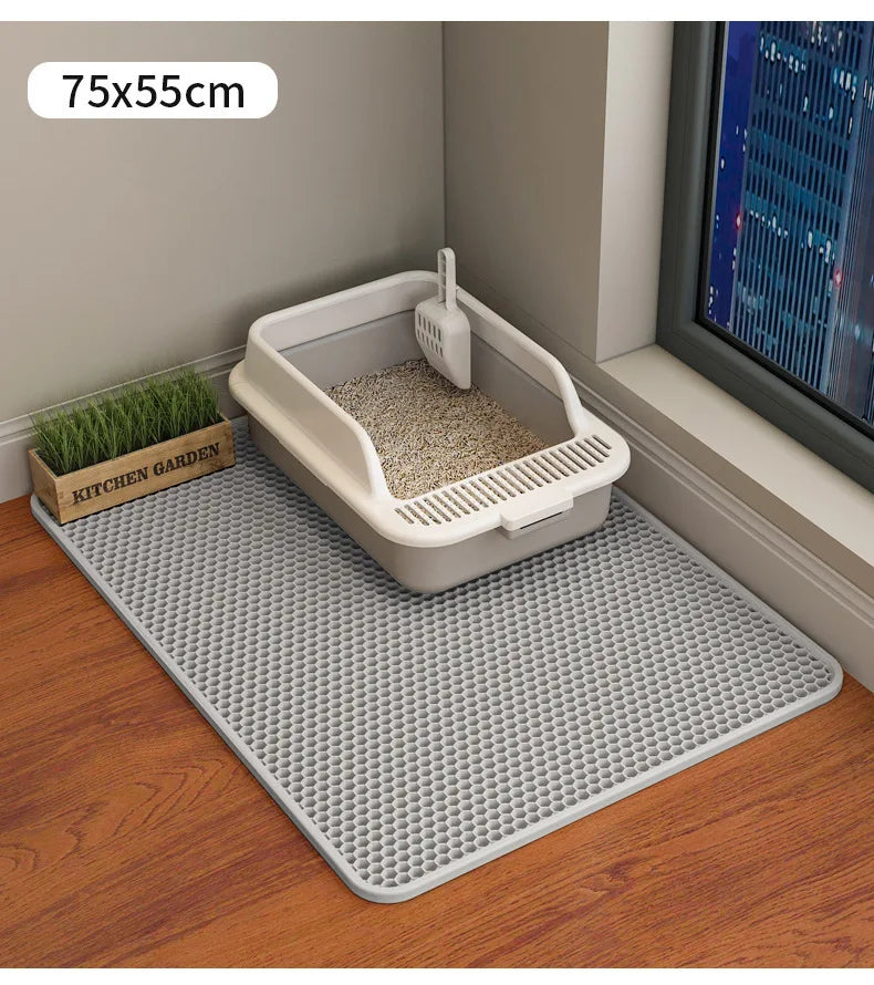 Large Waterproof EVA Cat Litter Mat – Double Layer Tray for Pet Hygiene