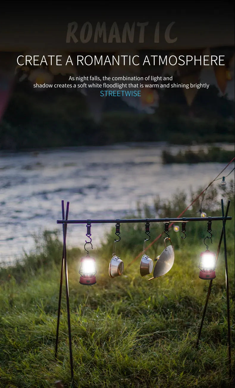 Retro LED Tent Lantern – Portable Hanging Lamp for Outdoor Camping
