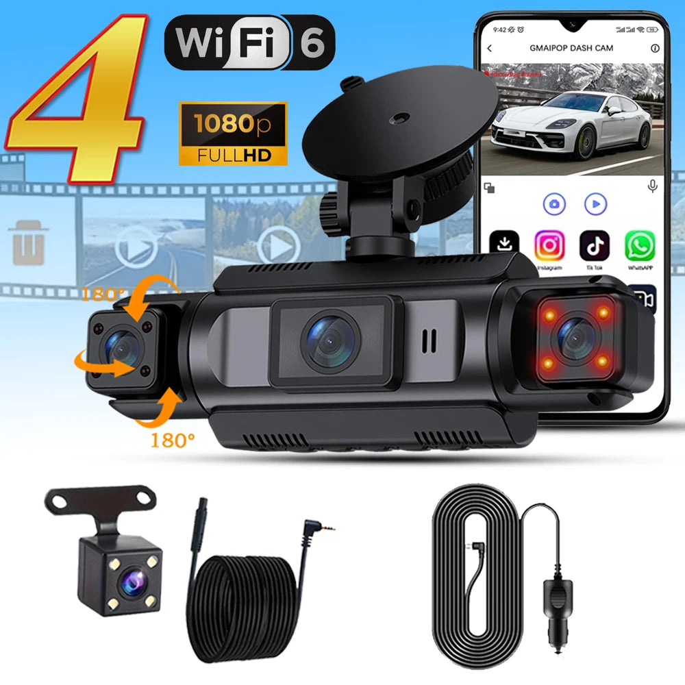 4 Channel Dash Cam – Full HD Night Vision Camera for Vehicle Security