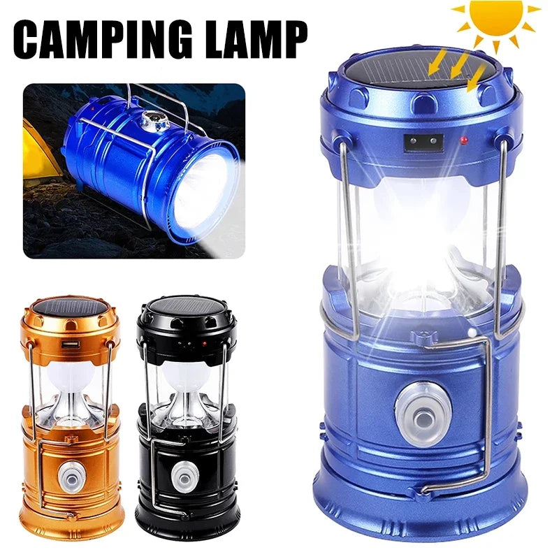 Collapsible Solar LED Camping Lantern – USB Rechargeable Light for Outdoor Hiking