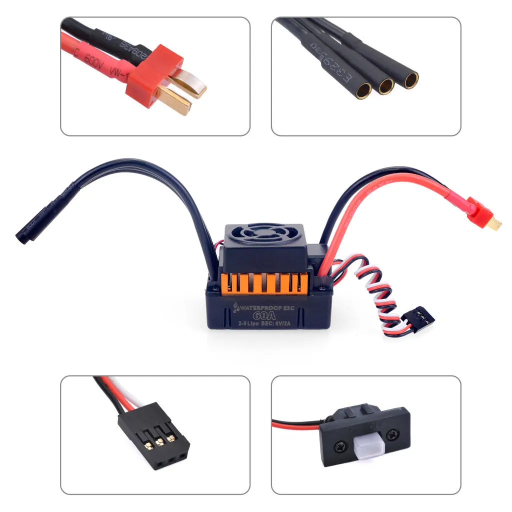 Waterproof Brushless Motor and ESC Combo for 1/10 1/12 1/14 RC Trucks and Buggy
