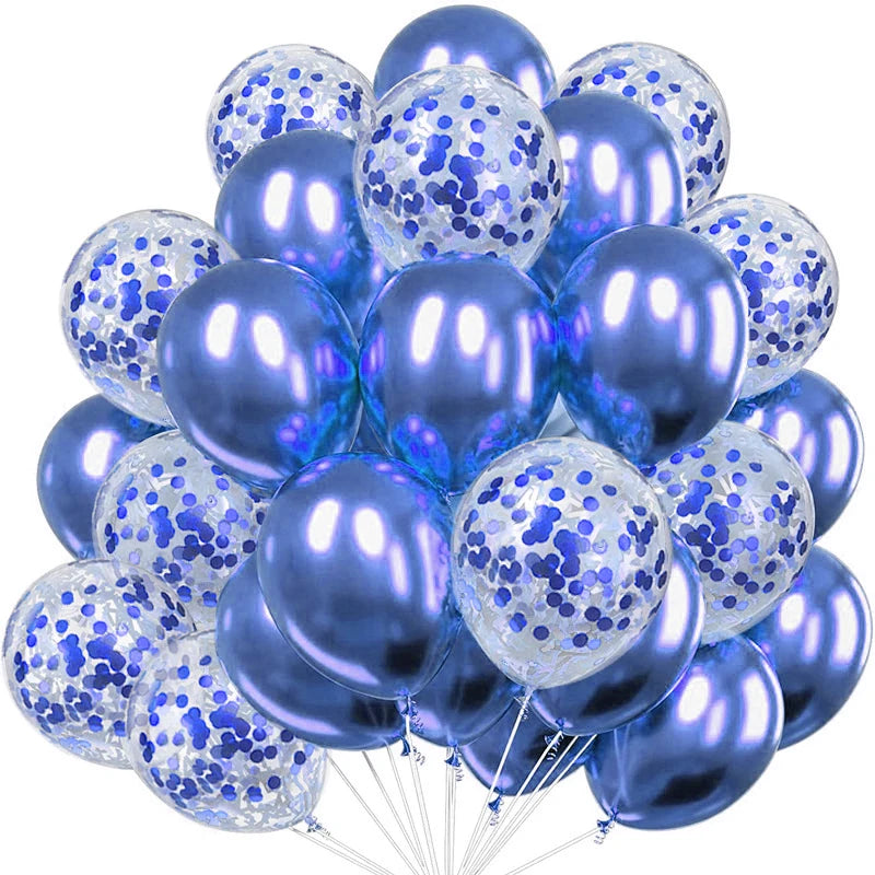 12-Inch Round Metallic Confetti Balloons – Latex Party Decor for Anniversaries