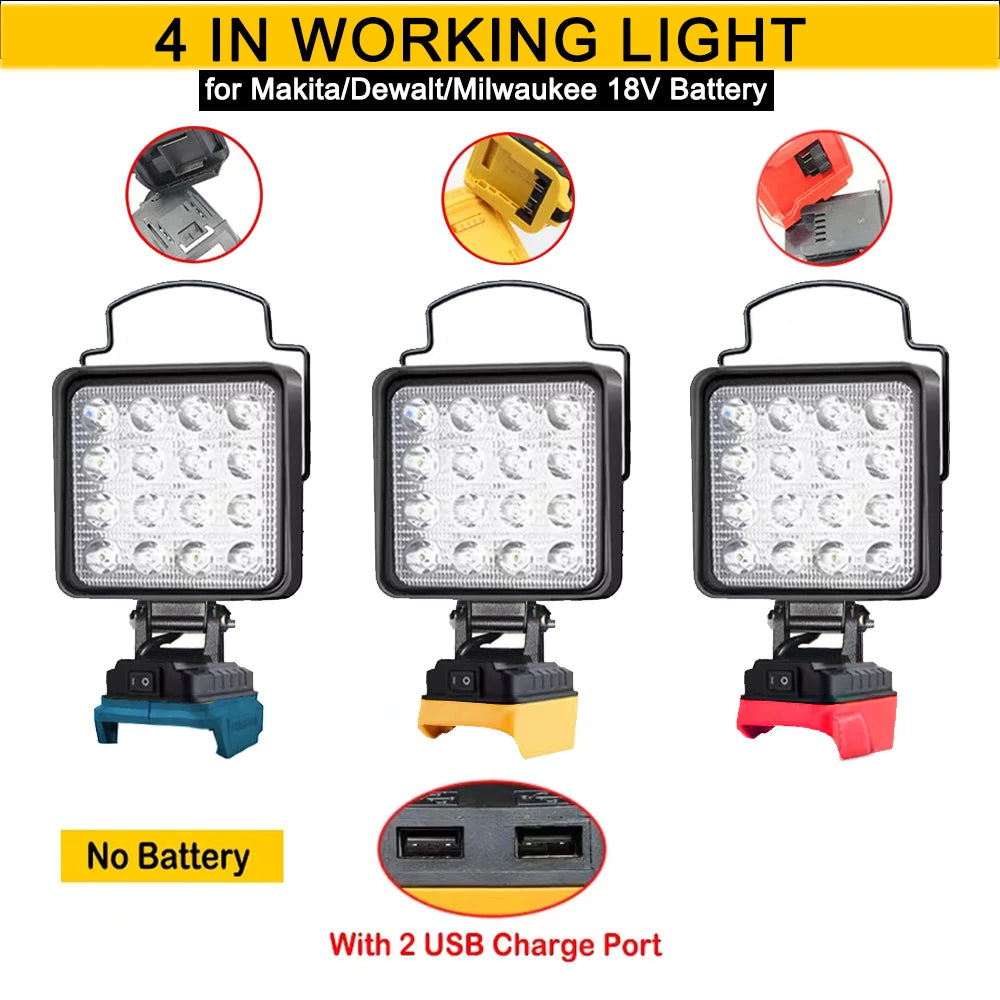 4in LED Cordless Spotlight – Portable Work Light for Camping and Fishing