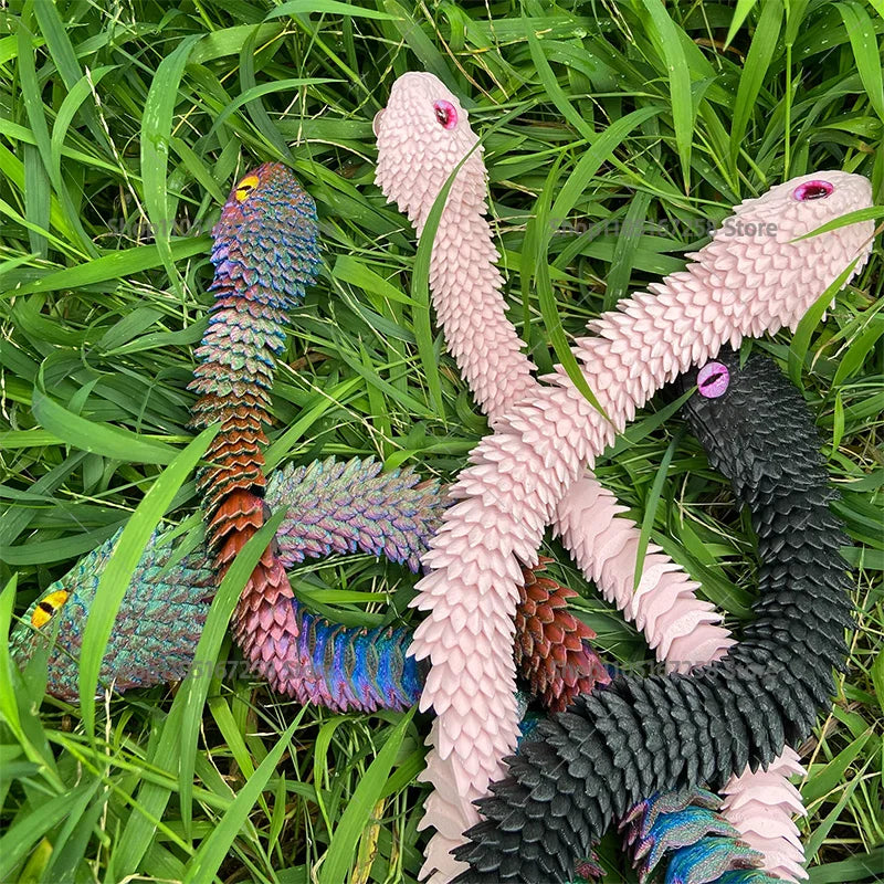60cm 3D Printed Articulated Snake – Luminous Realistic Desktop Ornament