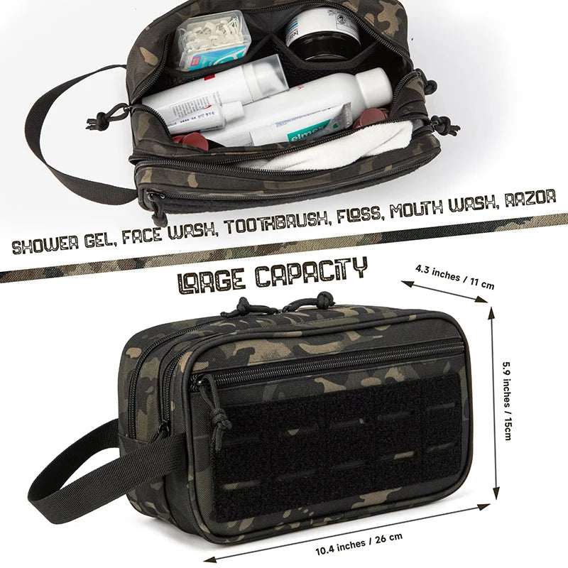 Tactical Waterproof Toiletry Bag – Molle Dopp Kit for Travel and Outdoors